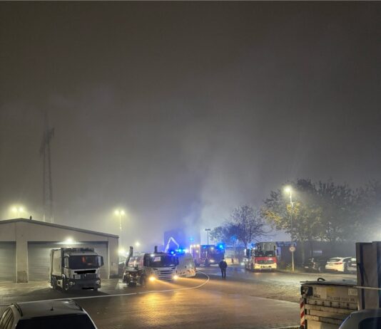 Feuerwehr Edenkoben: Einsatzalarm Industriebrand in Edenkoben im Industriegebiet